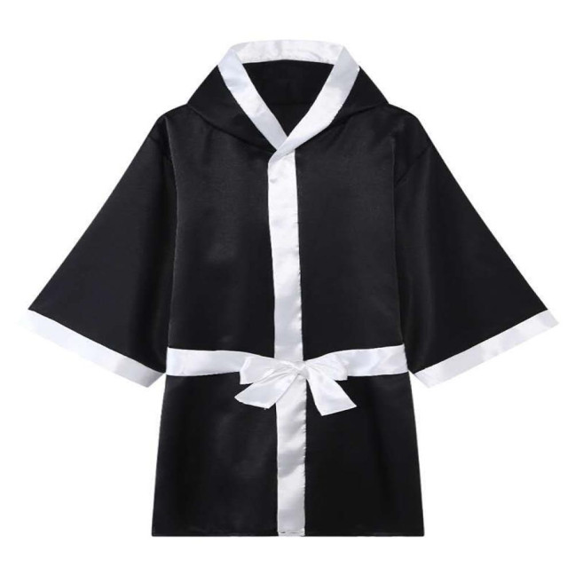 Unisex Long Sleeve Belt Competition Training Boxing Robe Kickboxing Gown Uniform