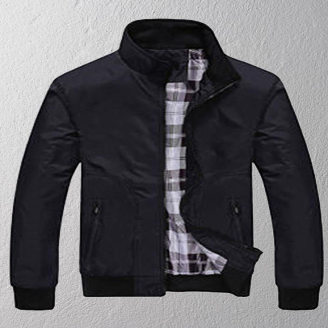 Men Coat Solid Color Stand Collar Pockets Elastic Cuff Spring Jacket for Daily Wear