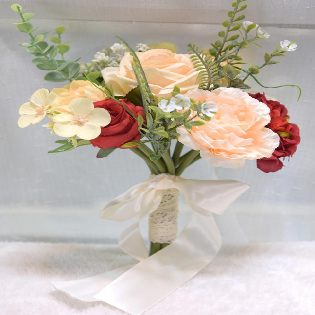 Artificial Flower Exquisite Fresh-keeping Realistic Aesthetic Visual Effect Artificial Bridal Bouquet Marriage Supplies 