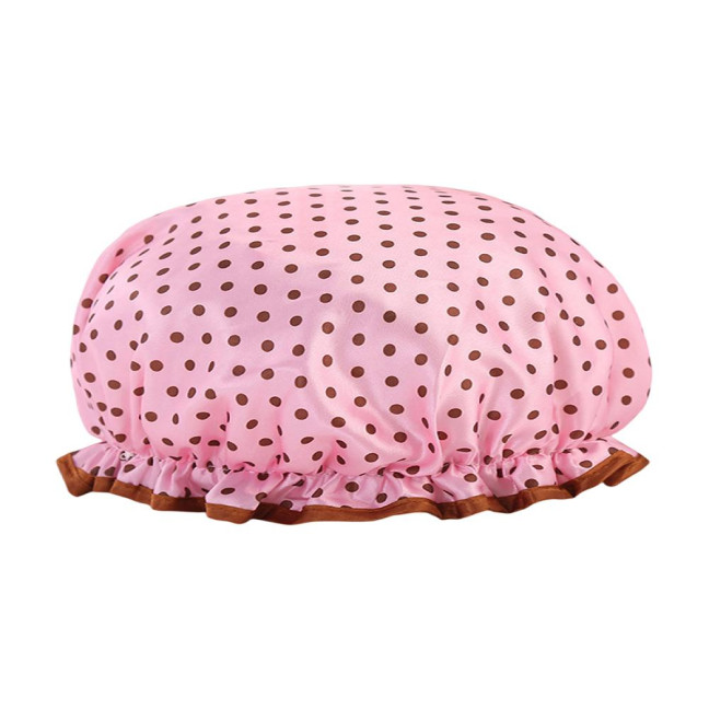 Shower Hat Elastic Multifunctional Thickened Reusable Comfortable Waterproof Double Layer Soft Large Brim Bath Cap Household Supplies