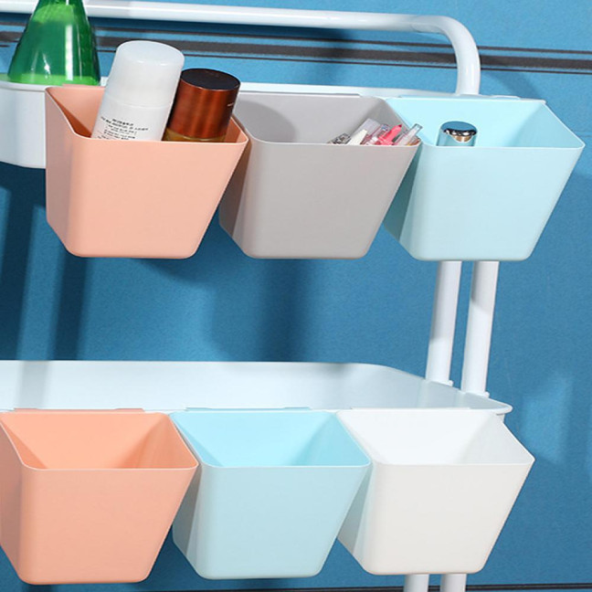 Hanging Basket Hook Design Easy Hanging Large Capacity Moisture-proof Wide Mouth Storage Plastic Space Saving Storage Bucket for Bedroom