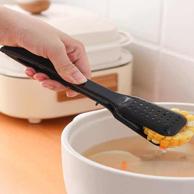 Anti-scalding 2 in 1 Food Tong Non-slip Comfortable Grip Detachable Kitchen Utensil Heat Resistant Long Handle Bread Clip