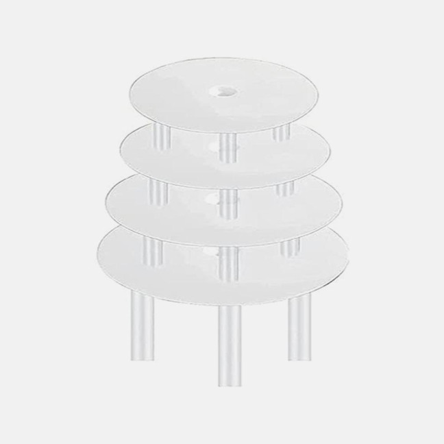 1 Set Reusable Round Cake Spacers Waterproof BPA Free Stacking Cake Stand 12 Cake Rods 4 Cake Separator Plates for Cakes of 4/6/8/10 Inches