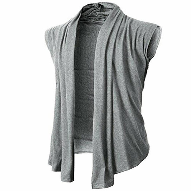  Spring Autumn Cardigan Jacket Solid Color Irregular Hem Draping Cardigan Vest Streetwear