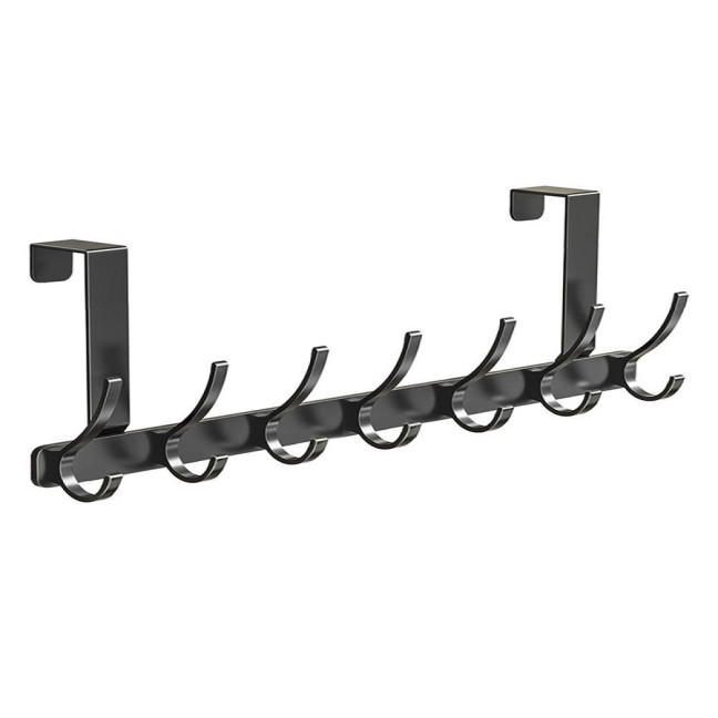 Over Door Hook with 5/6/7 Hooks Punch Free Removable Heavy Duty Carbon Steel Door Back Mount Hanging Coat Towel Bag Hat Scarf Organizer Rack Hanger Home Supplies