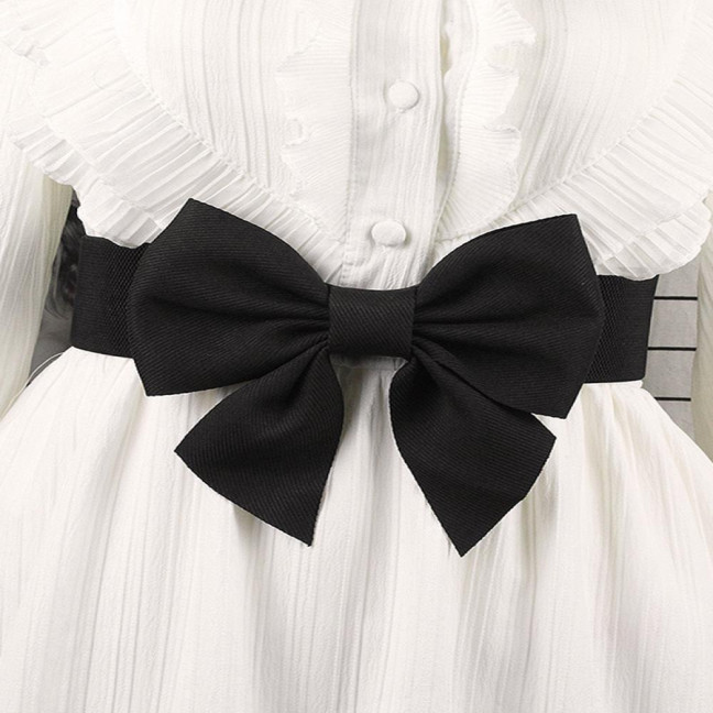 Women Elegant Large Bowknot Elastic Belt Dress Decorative Versatile Wide Belt Elastic Waistband Decoration