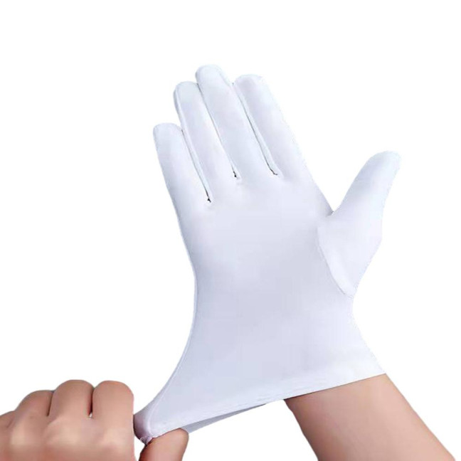 1 Pair Unsiex Winter Gloves Five Fingers Solid Color Elastic Anti-slip Sun Protection Breathable Soft Stage Performance Auction Ritual Girl Gloves Fall Spring Gloves 