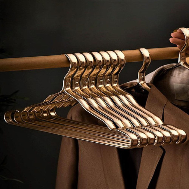 Clothes Hanger Max Load Bearing Anti-rust Aluminum Alloy Smooth Windproof Smooth Non-Slip Suit Coat Hanger Clothing Driying Rack Wardrobe Organizer