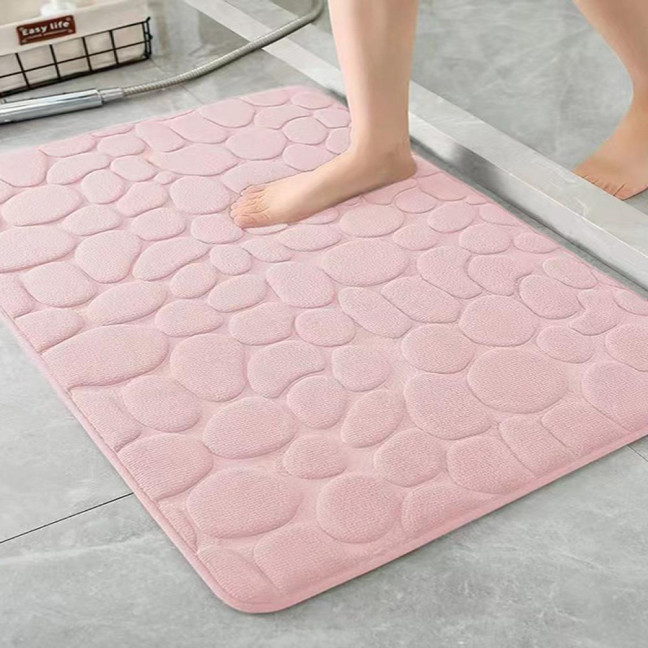 Floor Carpet Cartoon Pebble Thick Great Water Absorption Non Slip Soft No Odor Bathroom Rug Bedroom Entry Bath Shower Bathtub Carpet