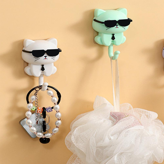Storage Hook Strong Load-bearing Waterproof Cartoon Cat Shaped Coat Hook Scarf Bag Hanger Hook Wall Decoration