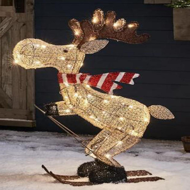 Lighted Reindeer Ornaments Glowing Ski Deer Statue with LED Lights String 3D Standing Reindeer Figurines for Christmas Decoration Indoor Outdoor Display Lighted Reindeer Ornaments Glowing Ski Deer Statue with LED Lights String 3D Standing Reindeer Figurines for Christmas Decoration Indoor Outdoor Display