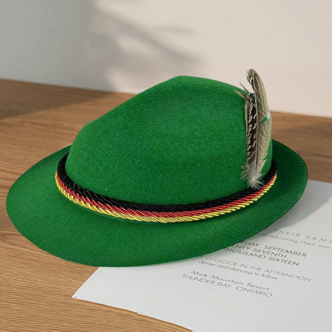 Top Hat Oktoberfest Fedora Retro Bavarian Style Unisex Cap with Feather And Rope Decor Holiday 1920s Themed Parties Cosplay Events Hat Top Hat Oktoberfest Fedora Retro Bavarian Style Unisex Cap with Feather And Rope Decor Holiday 1920s Themed Parties Cosplay Events Hat