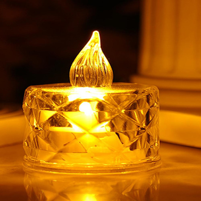 4Pcs Crystal Flameless Candle Lights LED Tealight Candles Battery-Operated Twinkling Light Fake Candles for Weddings Home Decor