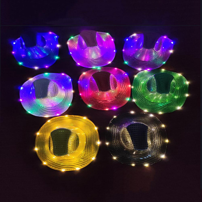 LED Light-Up Cowboy Hat Retro Western Style Luminous 9 Color Available Christmas Party Nightclubs Performance Photo Prop Cap LED Light-Up Cowboy Hat Retro Western Style Luminous 9 Color Available Christmas Party Nightclubs Performance Photo Prop Cap