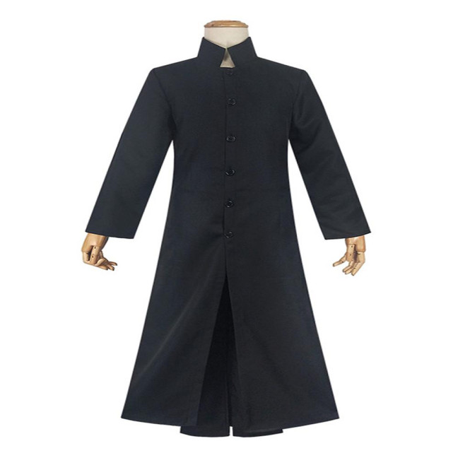 Men Performance Windbreaker Halloween Cosplay Stage Show Costume Stand Collar Vintage Style Double-layered Trench Coat Play Prop