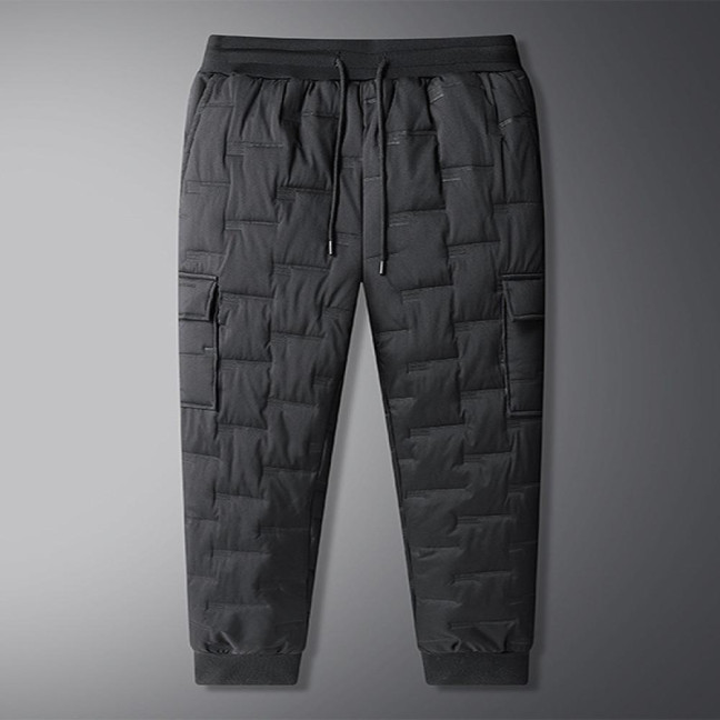 Fall Winter Men Sport Pants with Pockets Loose Elastic Waist Thick Plush Padded Loose Straight Solid Color Exercise Trousers Daily Wear Sweatpants