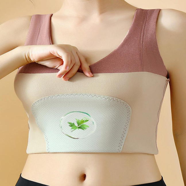 Winter Women Thermal Vest with Chest Pads Seamless Velvet Fast Temperature Lock Heating V Neck Slim Fit Elastic Sleeveless Inner Wear Bottoming Tank Top