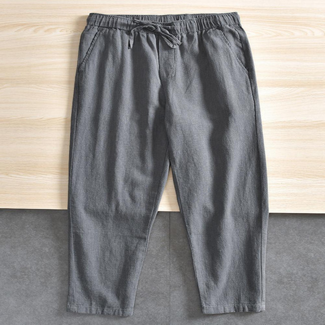 Men Pants with Side Pockets Drawstring Elastic Waist Straight Loose Pure Color Daily Sport Trousers for Vacation Travel Work School