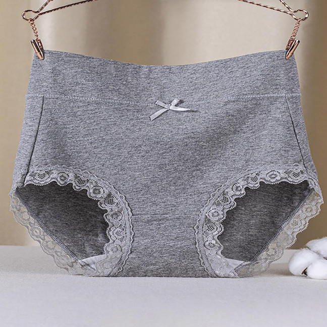 Lady Underpants High Waist Plus Slze Lace Trim Butt-covered Tummy Control Solid Color Elastic Cotton Panties Seamless Comfort Daily Sport Briefs Lady Underpants High Waist Plus Slze Lace Trim Butt-covered Tummy Control Solid Color Elastic Cotton Panties Seamless Comfort Daily Sport Briefs