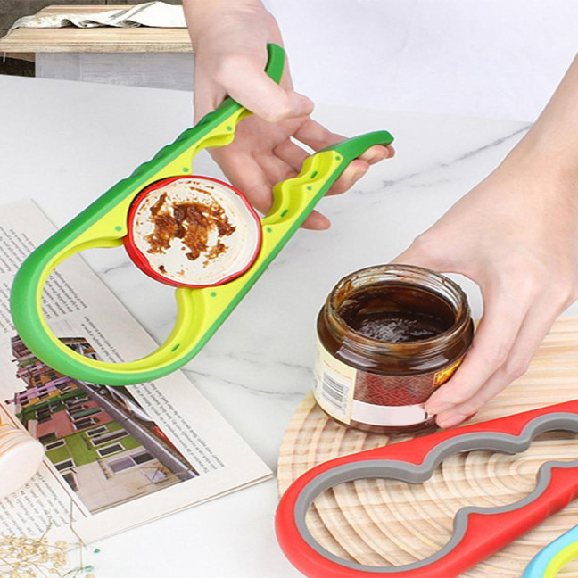 Arthritis Clamp Bottle Opener 4-in-1 Non-Slip Rubber Grip Can Opener Jar Lid Remover Tool for Weak Hands Seniors Kitchen Gadget for All Ages