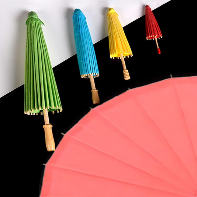 20/30/40/60/85CM Colorful Paper Umbrella Chinese Style DIY Crafts Decorative Oil-paper Painting Umbrella Bamboo Handle Oriental Parasol Party Favors 