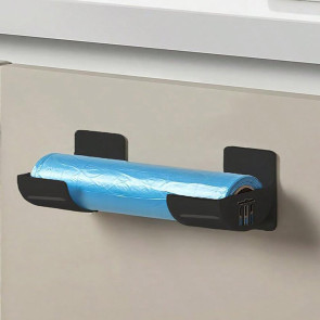 1 Pair Kitchen Storage Rack Organizer Drill-Free Installation Wall-Mounted Multi-Purpose Shelf Plastic Wrap Trash Bags Organizer