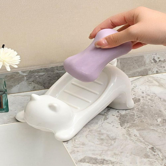 1/2Pcs Bathroom Soap Holder Non-Slip Design Fast Drainage Adorable Cat Soap Dish Easy Cleaning Soap Saver 1/2Pcs Bathroom Soap Holder Non-Slip Design Fast Drainage Adorable Cat Soap Dish Easy Cleaning Soap Saver