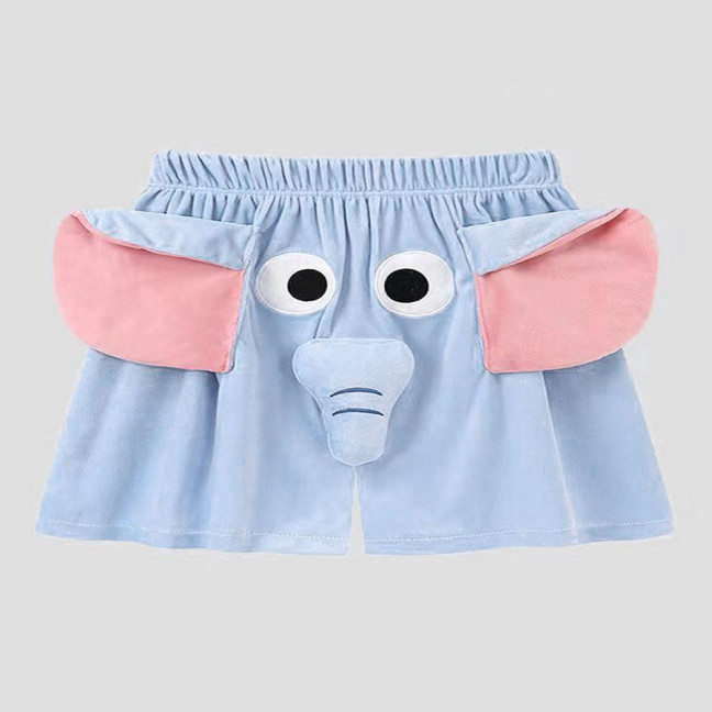 Men Pajamas Pants Cartoon Elephant Decor Elastic Waist Casual Shorts with Reinforced Pockets Loose Couple Sleepwear Pants 