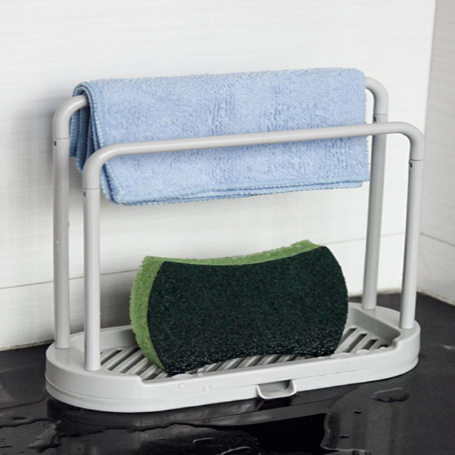 Plastic Storage Rack with Removable Base Smooth Edges 2 Poles Water Outlet Versatile Kitchen Organizer