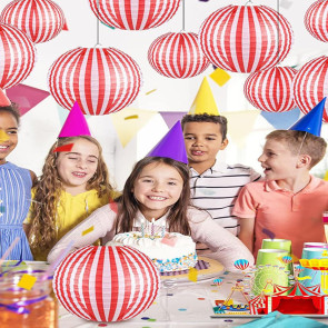 Red And White Stripes Paper Lanterns Chinese New Year Hanging Lantern Decoration for Carnival Circus Wedding Spring Festival Decor