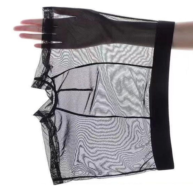 Men Boxer Underwear Summer Ultra Thin Perspective Mesh Yarn Shorts Briefs Mid-rise U-Convex Sexy Panties