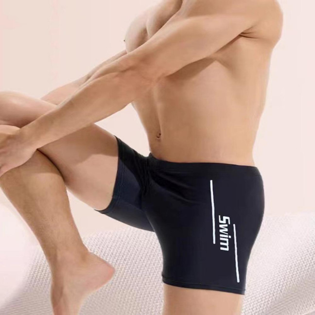 Men's Elastic Swim Trunks Quick-Dry Anti-Embarrassment Beach Shorts U-Shaped Crotch Drawstring Waist Boxer Shorts for Water Sports Surfing