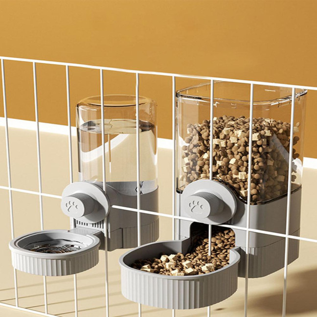 Hanging Cage Automatic Pet Feeder 520ML Small Pet Water Dispenser 1200ML Auto Food Feeding Bowl for Puppy Kitten Rabbit Chinchilla Hedgehog Ferret