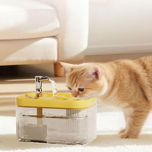 1.5L Transparent Pet Water Fountain Automatic Cat Drinking Dispenser with 3 Filter Sponge Electric Pet Drink Bowl for Indoor Cats Dogs