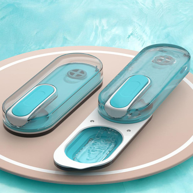 Travel Dog Water Bottle Portable Pet Water Dispenser with Lanyard for Outdoor Walking Foldable Dog Water Bowl for Small Medium Large Dogs 