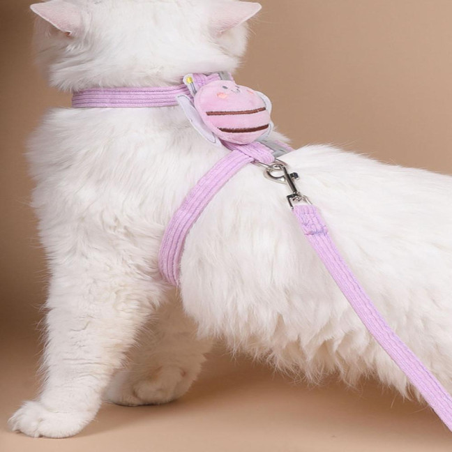 Cat Harness Leash Set Adjustable Cartoon Bee Pet Harness for Small Medium Dogs Cats Escape-Proof Pet Collar Leash for Outdoor Walking