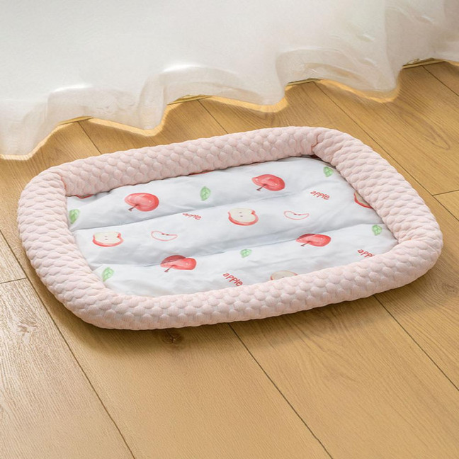 Pet Cooling Mat Cartoon Fruits Print Machine Washable Dogs Cats Sleeping Pad Non-slip Summer Ice Silk Cooling Cushion Bed 