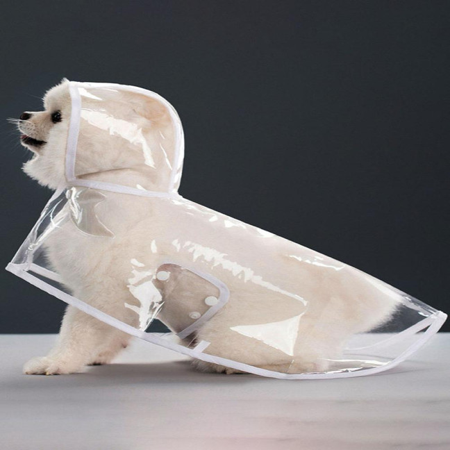 Pet Dog Transparent Raincoat Hooded Waterproof Jacket Fashionable Lightweight Pet Coat Small Medium Dogs Cats Rain Poncho