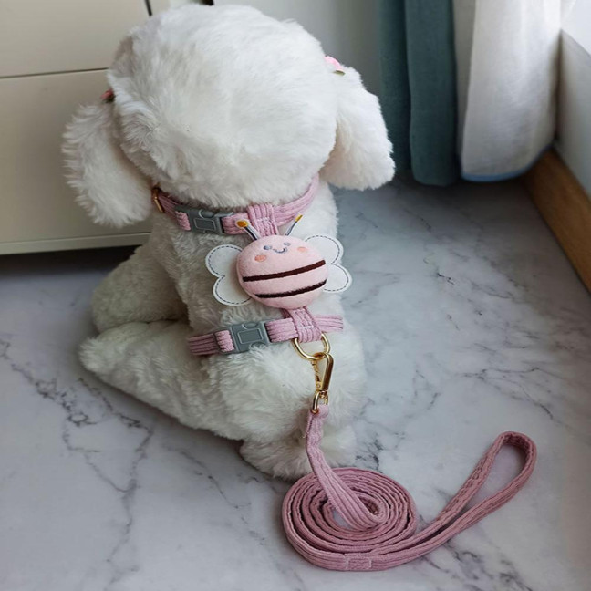 Cat Harness And Leash Set Adjustable Escape Proof Kitten Harness with Cartoon Bee for Small Medium Cats Dogs Outdoor Walking