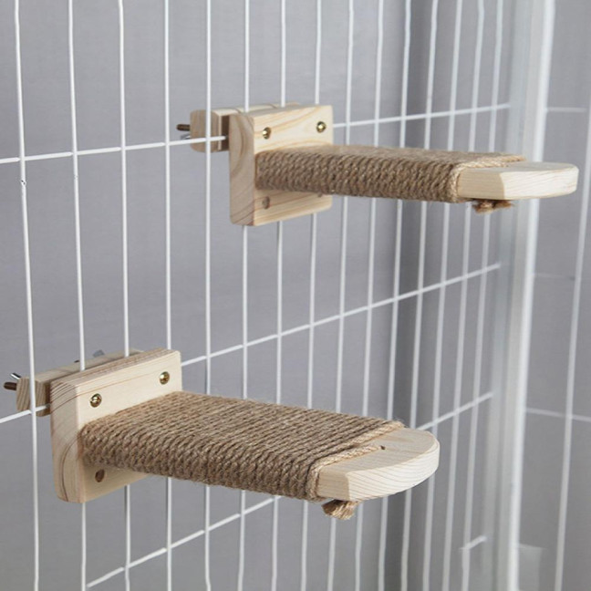 Cat Climbing Steps for Crate Cage Sisal Hemp Covered Pet Scratching Step Cat Perch Furniture Cage Shelf Ladder with Install Screws for Kittens Adult Cats 