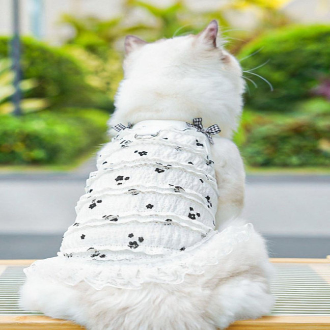 Summer Dog Dress Ruffle Trim Girls Dog Princess Dress Flower Print Pet Clothes for Small Medium Cats Dogs Kitten Puppy