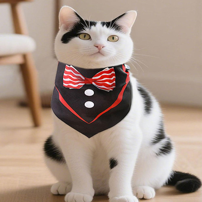 Dog Tuxedo Collar with Bow Tie Adjustable Pet Tux Suit Bandana Formal Dog Wedding Party Attire for Birthday Party Dress-up Accessory