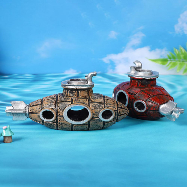 Hollow Submarine Fish Tank Decoration Aquarium Shrimp Hideout Small Fish Breeding Cave Shelter for Shrimp Betta Lizards