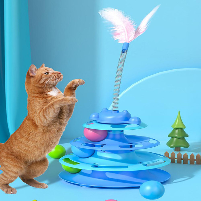 Turntable Tower Cat Toy 3-Tier Roller Track Toy with Spinning Balls Interactive Self Play Cat Teaser for Bored Indoor Adult Cats Turntable Tower Cat Toy 3-Tier Roller Track Toy with Spinning Balls Interactive Self Play Cat Teaser for Bored Indoor Adult Cats