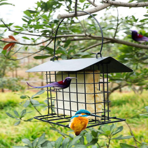 Suet Feeder for Outside Hanging Metal Suet Cake Holder Weatherproof Single Suet Cage Birds Feeder for Wild Birds Woodpecker