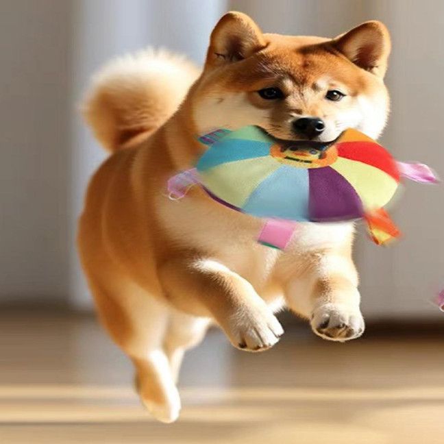 Flying Disc Soft Dog Toy Rainbow Plush Flying Saucer Pet Toss Toy with Bell Interactive Outdoor Training Puppy Chew Toy for Small Medium Large Dogs