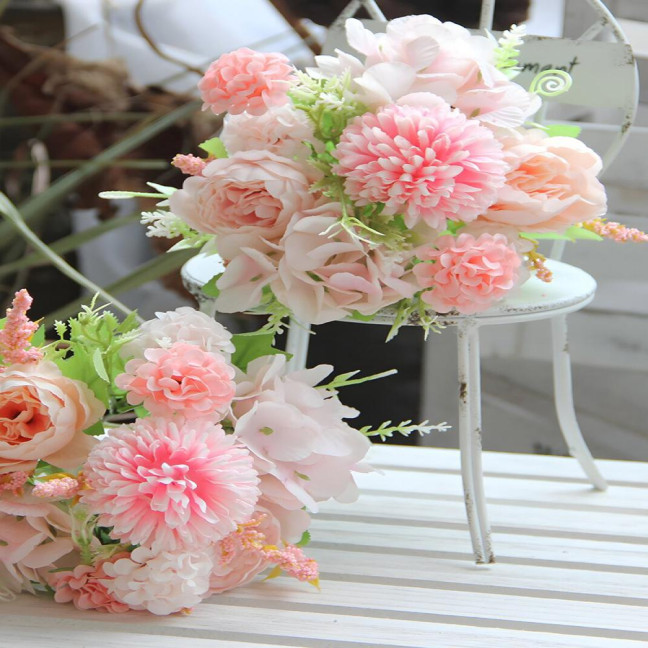  2 Pcs Artificial Flowers Bundle Faux Hydrangea Peony Long-lasting Simulated Flowers for Home Flower Arrangements Wedding Decoration