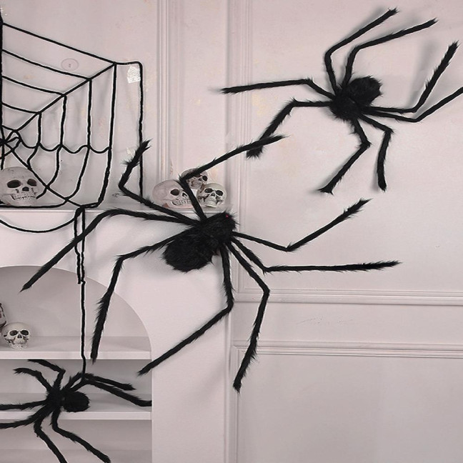 Halloween Giant Fake Spider Large Hairy Spider Decoration Scary Huge Furry Spider Prop Realistic Insect Toy for Halloween Party Yard Decor