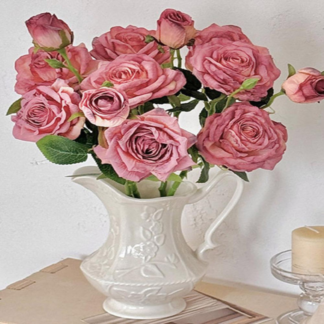 Simulated Rose Flower Realistic Appearance Easy to Manage Bright Color Reusable Artificial Flowers Home Decor 