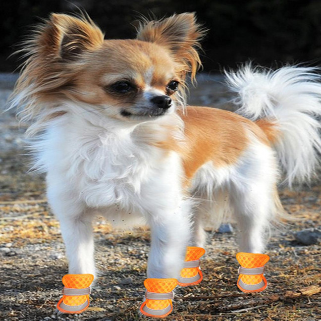 4 Pcs Dog Shoes Breathable Mesh Dog Boots for Summer Hot Pavement Anti-Slip Sole Paw Protector for Small Medium And Large Dogs